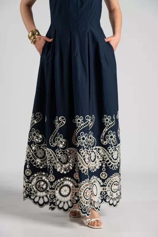 Φόρεμα Strapless Κέντημα Maxi