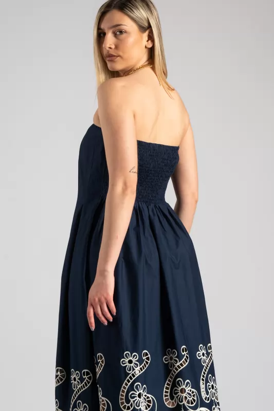 Φόρεμα Strapless Κέντημα Maxi