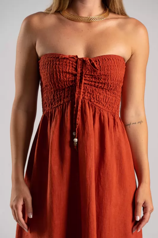 Φόρεμα Strapless Λινό