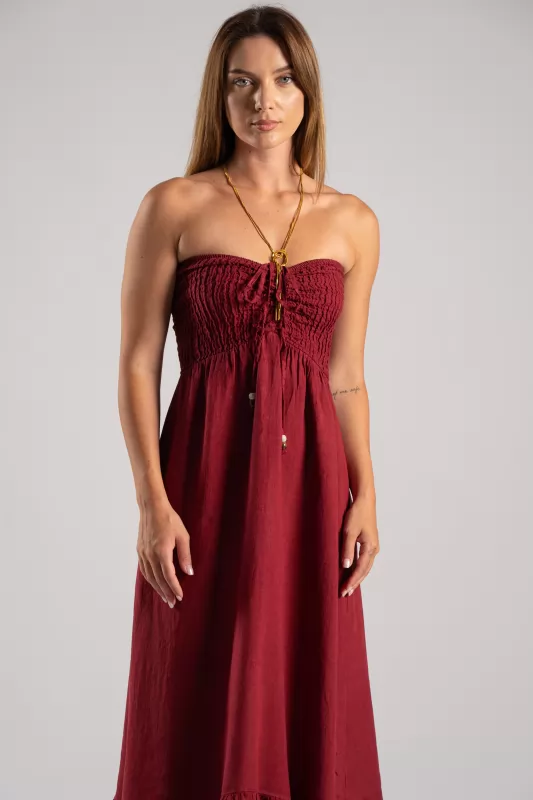 Φόρεμα Strapless Λινό