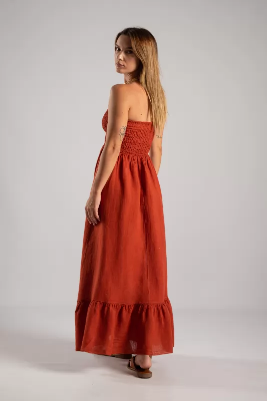 Φόρεμα Strapless Λινό