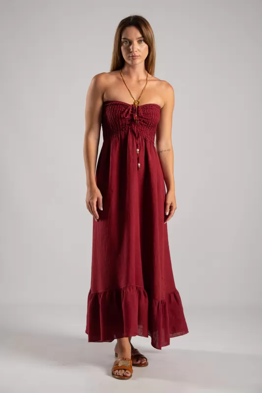 Φόρεμα Strapless Λινό