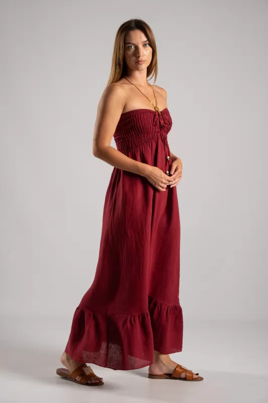 Φόρεμα Strapless Λινό