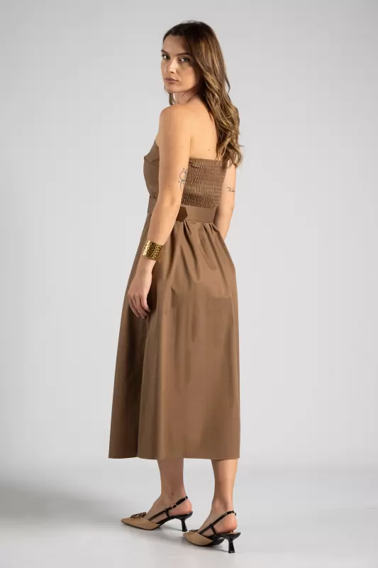 Φόρεμα Strapless Ζώνη Μονόχρωμο