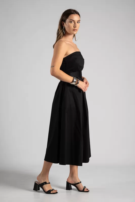 Φόρεμα Strapless Ζώνη Μονόχρωμο