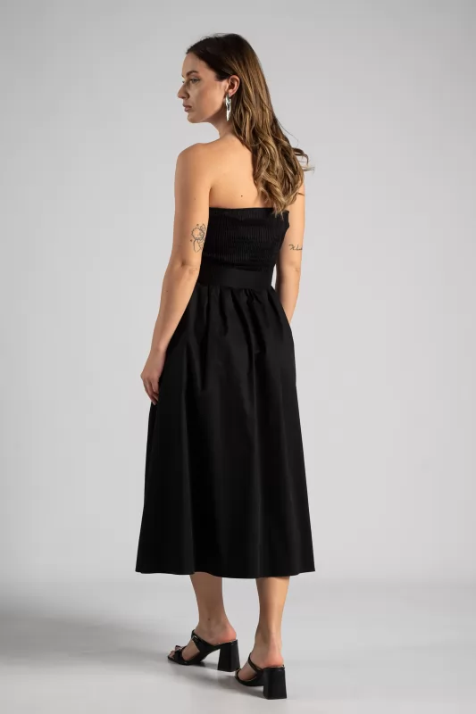 Φόρεμα Strapless Ζώνη Μονόχρωμο