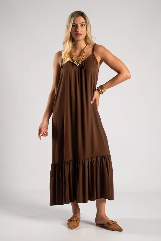 Dress Strap Solid Color Volant