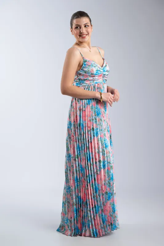 Dress Strap Pleated Satin