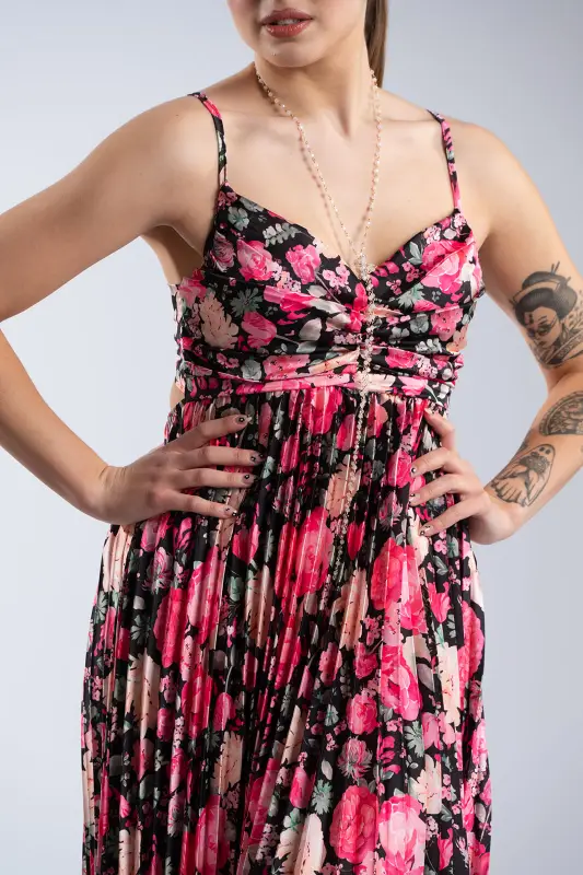 Dress Strap Pleated Satin