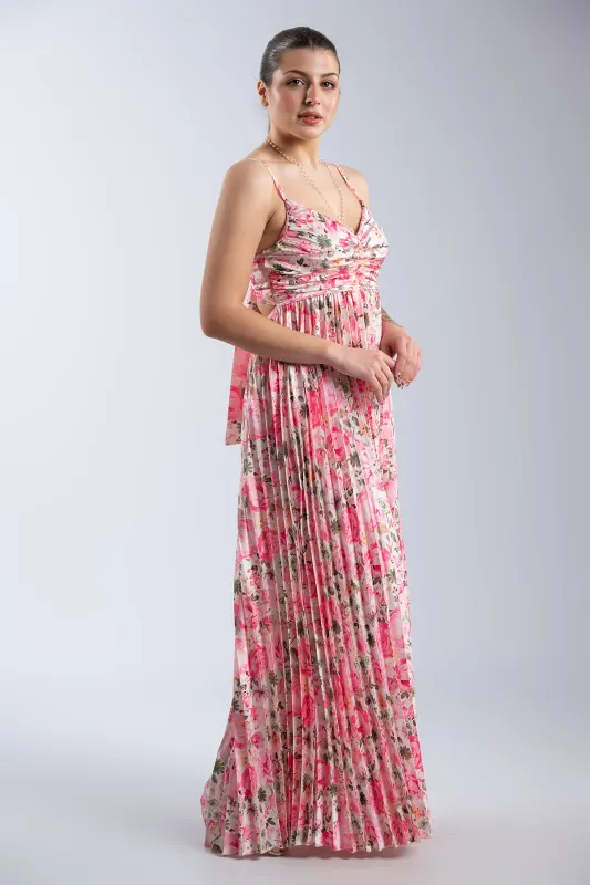 Dress Strap Pleated Satin