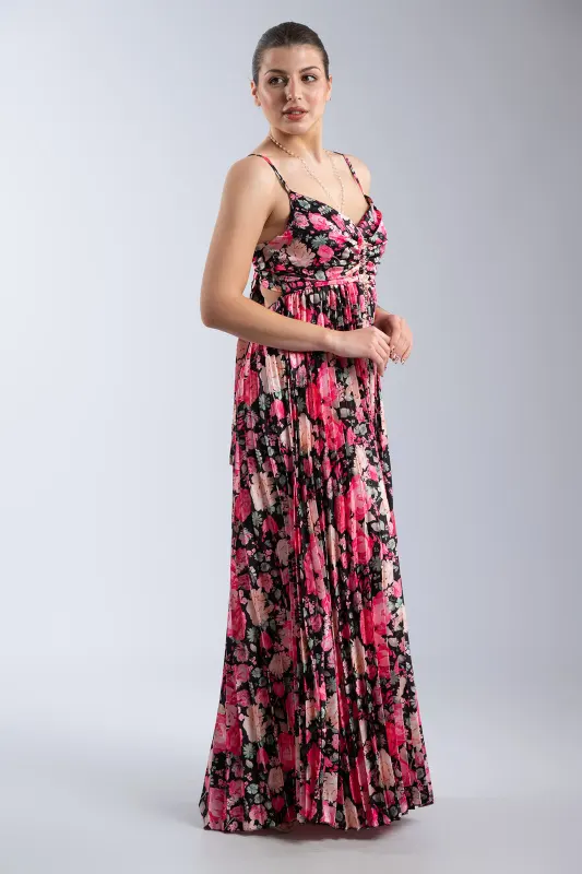 Dress Strap Pleated Satin