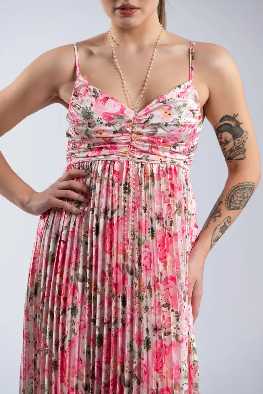 Dress Strap Pleated Satin
