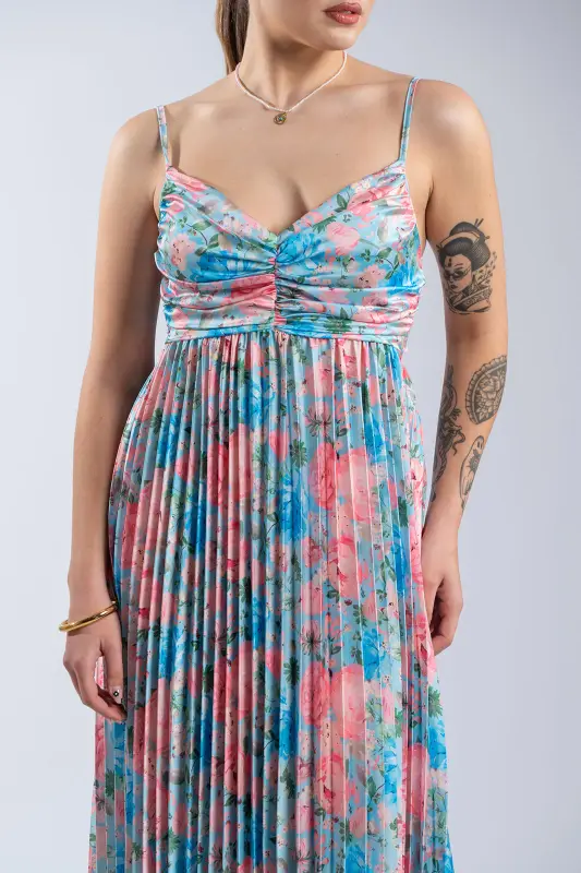 Dress Strap Pleated Satin
