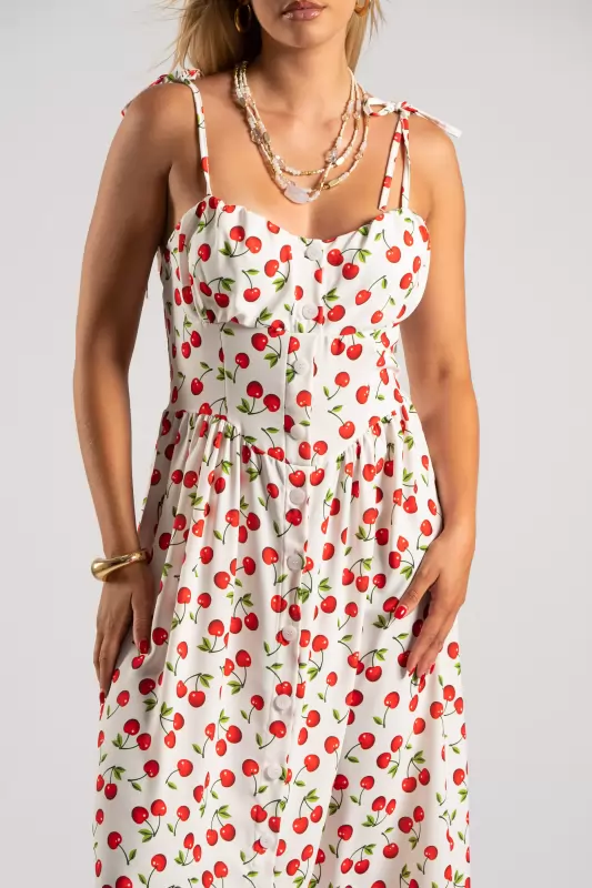 Φόρεμα Τιράντα Σεμιζιέ Cherry