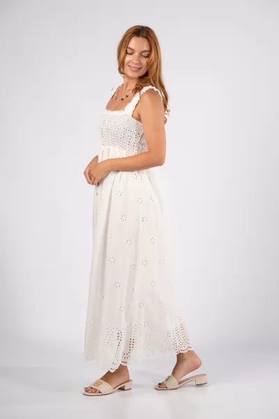 Φόρεμα Τιράντες Κιπούρ Λευκό