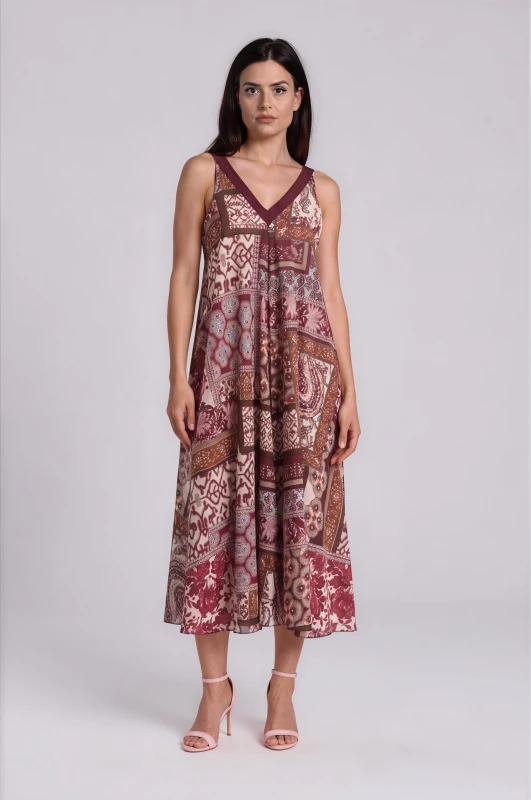Dress V-Neck Embroidered 