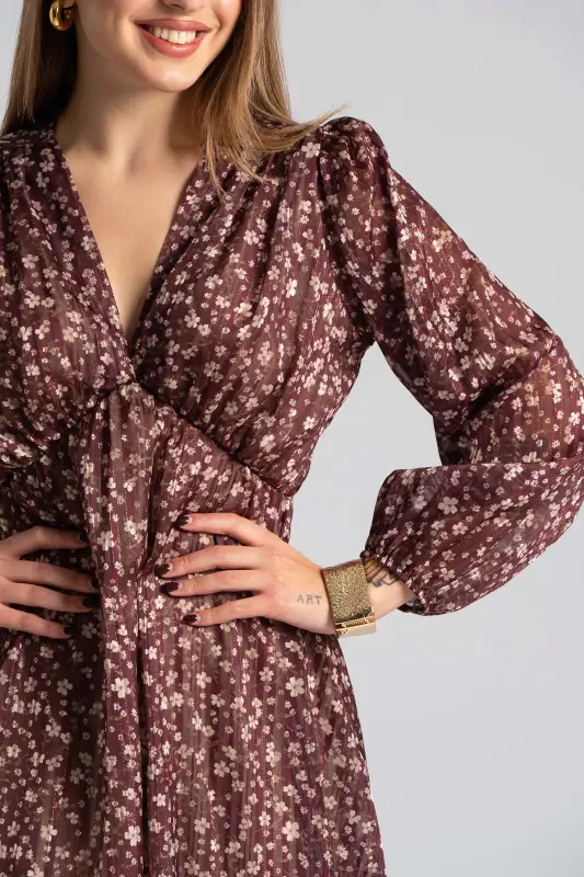 Φόρεμα V Λαιμόκοψη Μεταλλική Κλωστή