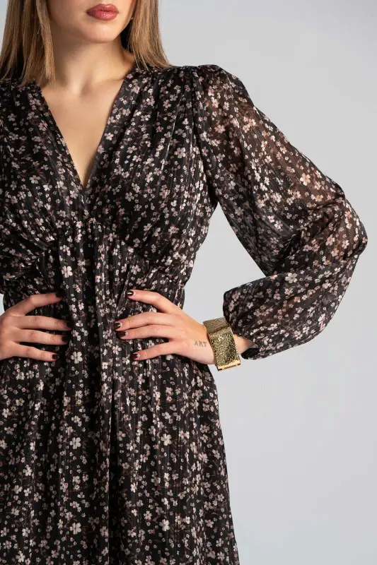 Φόρεμα V Λαιμόκοψη Μεταλλική Κλωστή