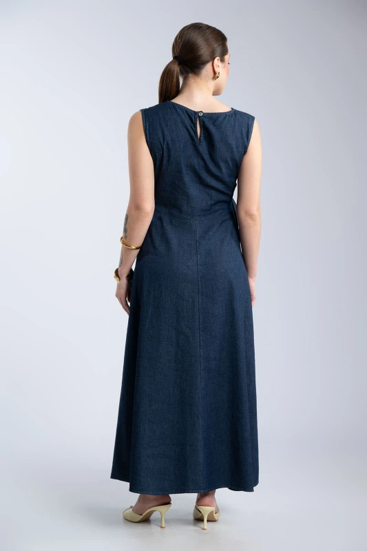 Cotton Sleeveless Dress Side Bow