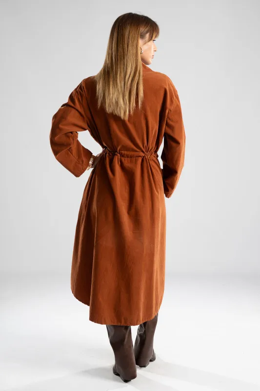 Dress Cotton Midi Corduroy 