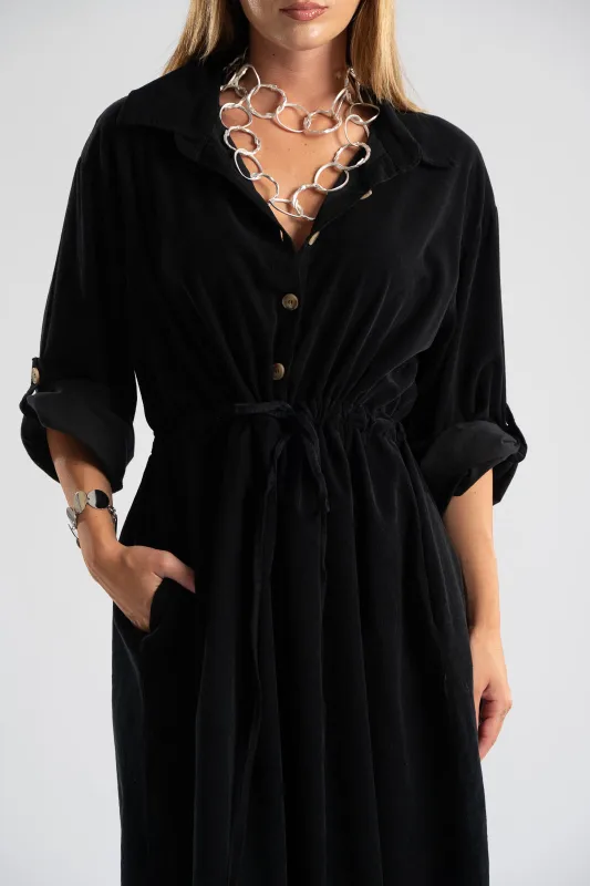 Dress Cotton Midi Corduroy 