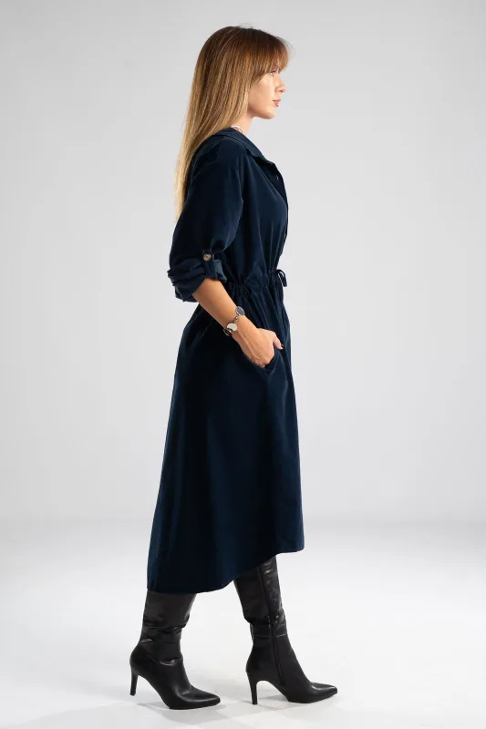 Dress Cotton Midi Corduroy 