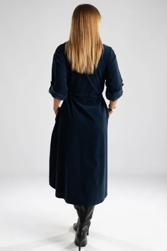 Dress Cotton Midi Corduroy 