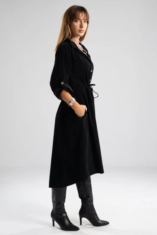 Dress Cotton Midi Corduroy 