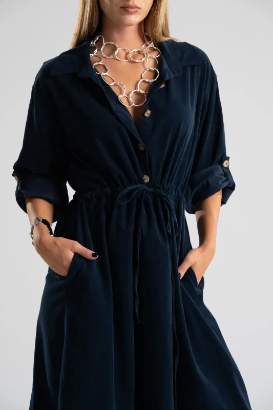 Dress Cotton Midi Corduroy 