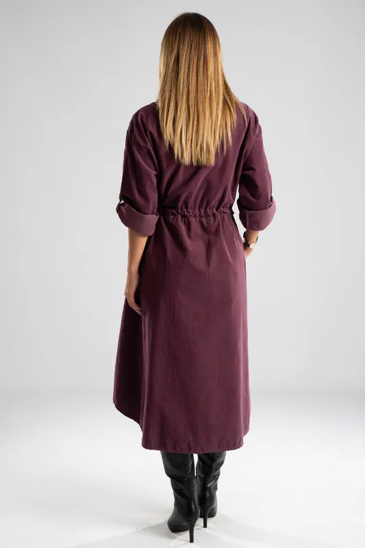 Dress Cotton Midi Corduroy 