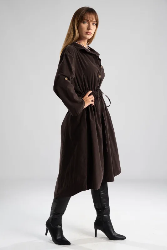 Dress Cotton Midi Corduroy 