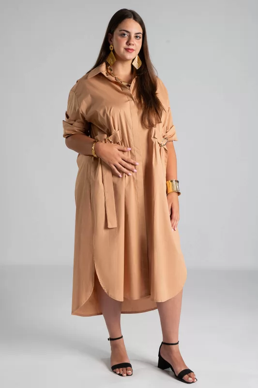 Semi-sheer Cotton Dress Gold Details