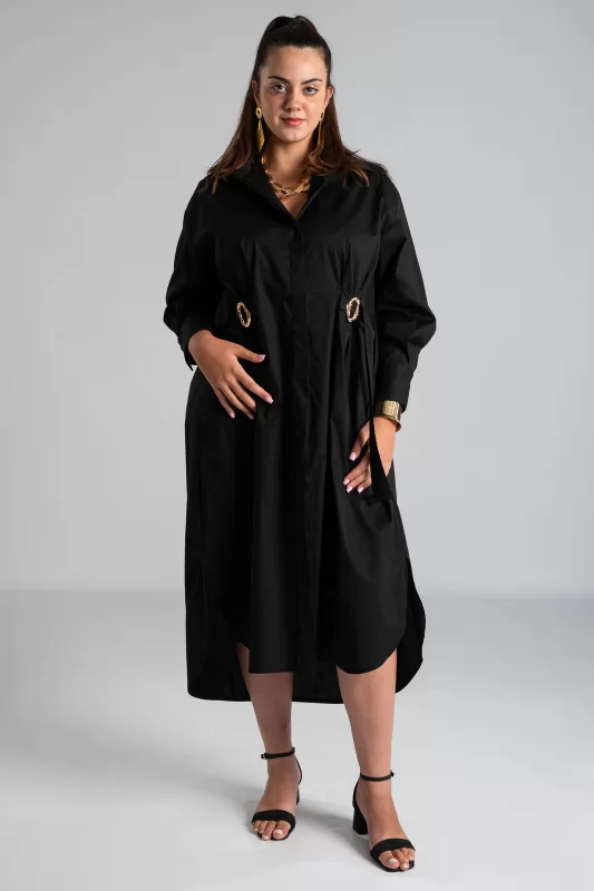 Semi-sheer Cotton Dress Gold Details