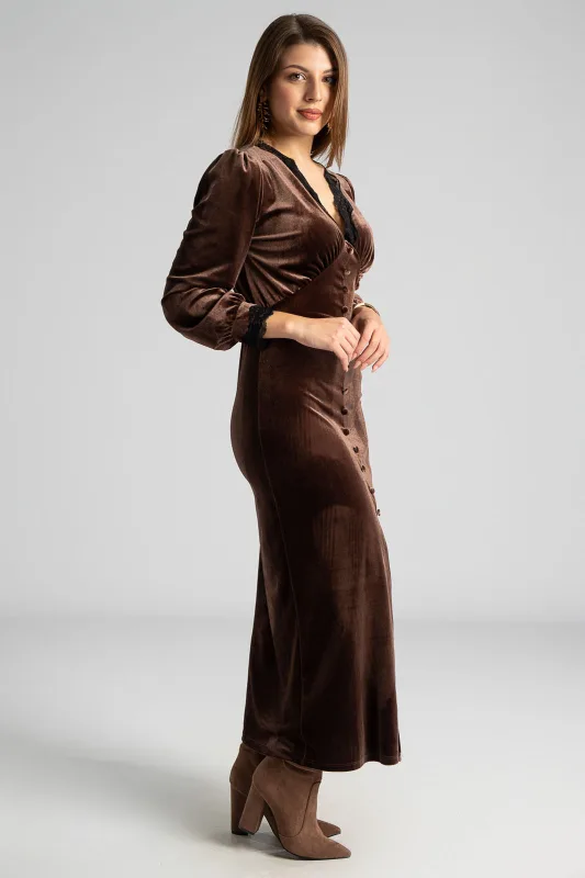 Φόρεμα Velvet Διακοσμητικά Κουμπιά