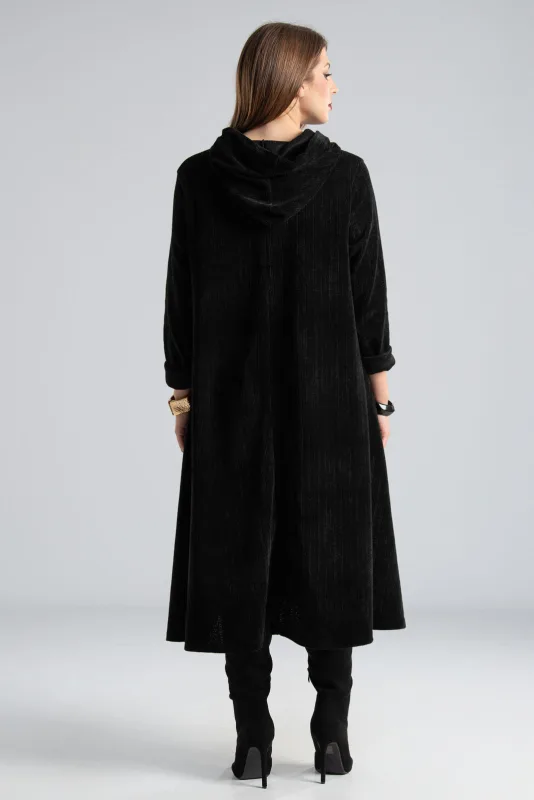 Velvet Conduroy Dress Embossed Hood