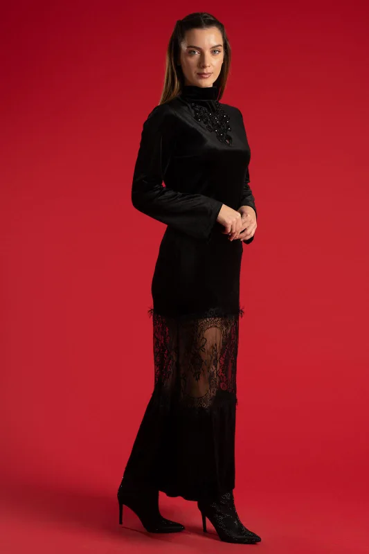 Φόρεμα Velvet Λεπτομέρεια Δαντέλα