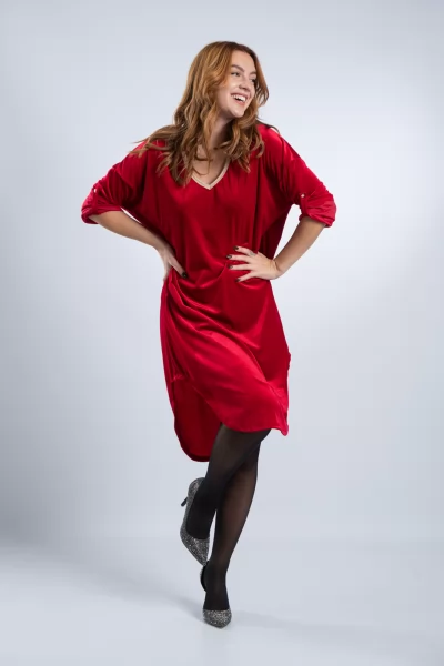 Φόρεμα Velvet Lurex V Cherry