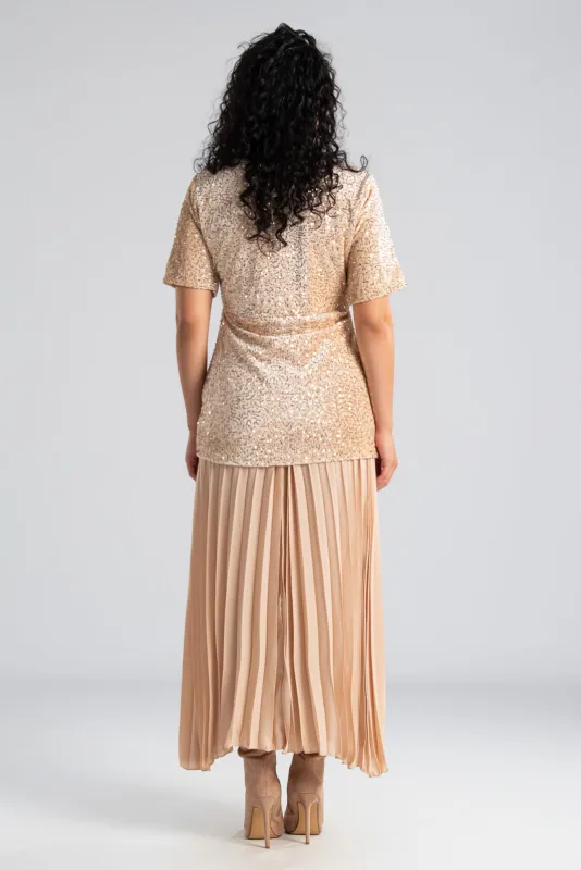 Φόρεμα Velvet Πλισέ Τελείωμα