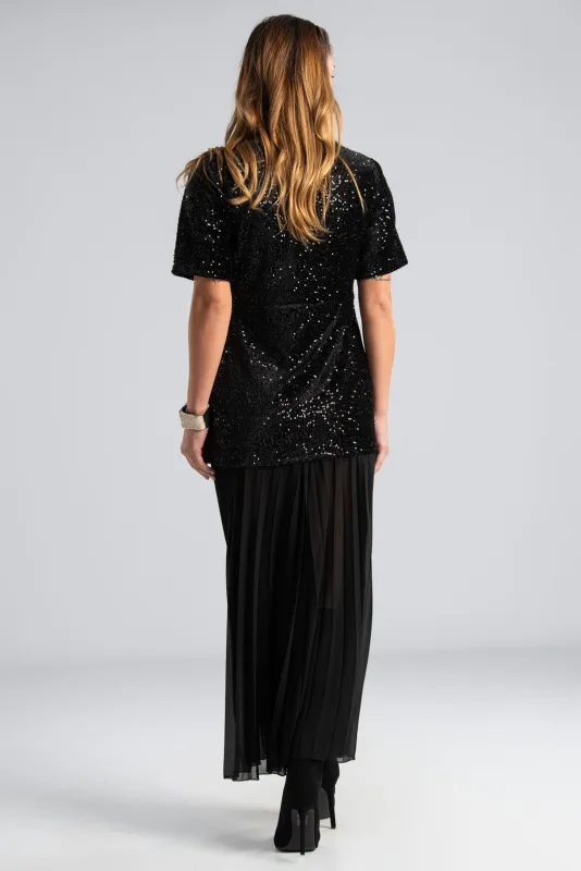 Φόρεμα Velvet Πλισέ Τελείωμα