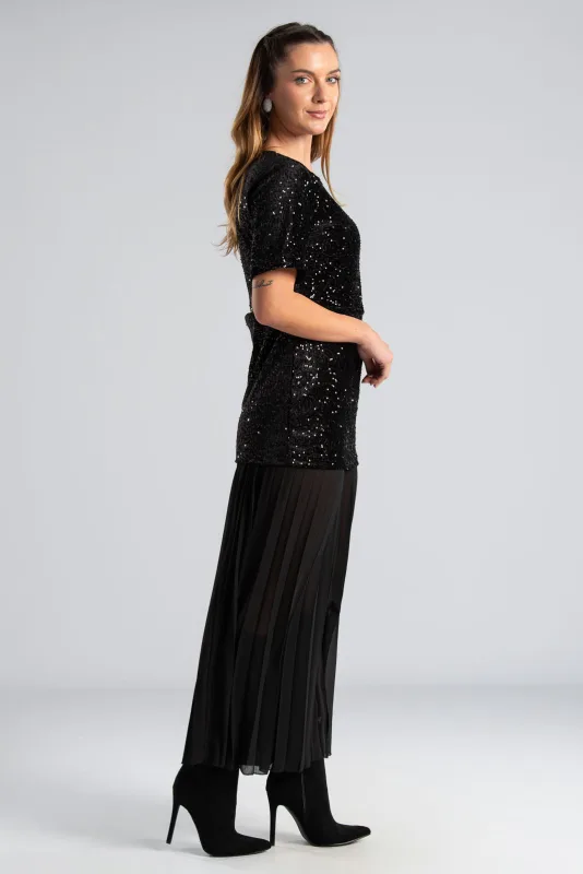 Φόρεμα Velvet Πλισέ Τελείωμα