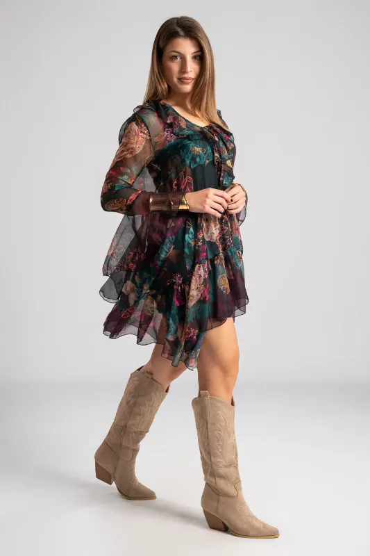 Dress Neckline Ruffle Floral