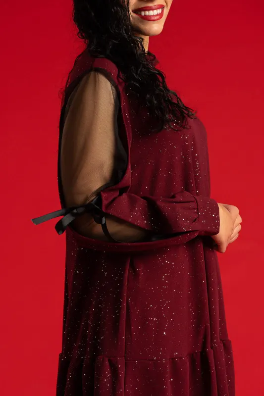 Dress Ruffle Sleeves Bow Knot