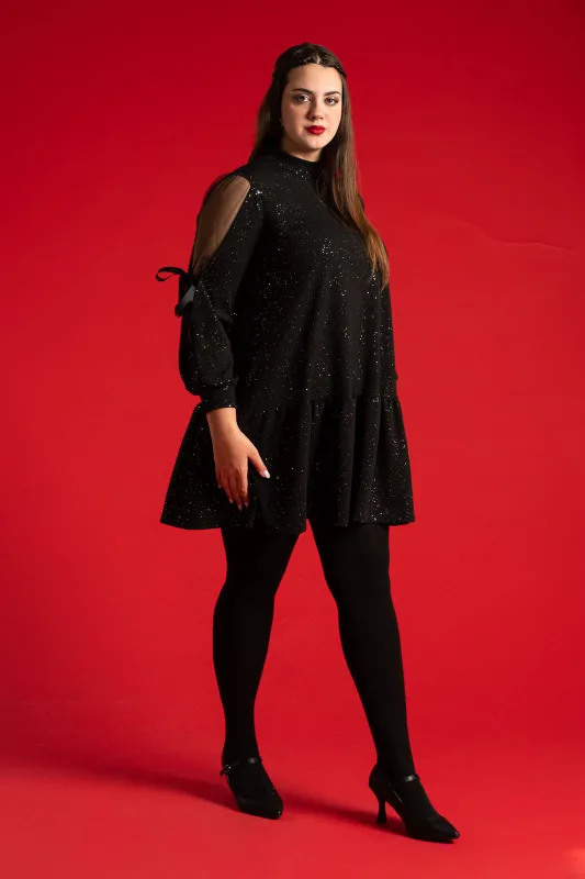 Dress Ruffle Sleeves Bow Knot