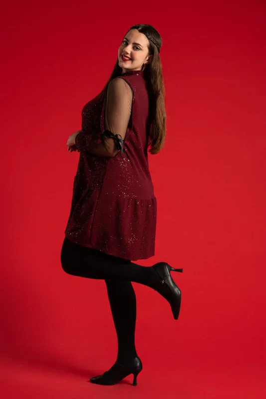 Dress Ruffle Sleeves Bow Knot