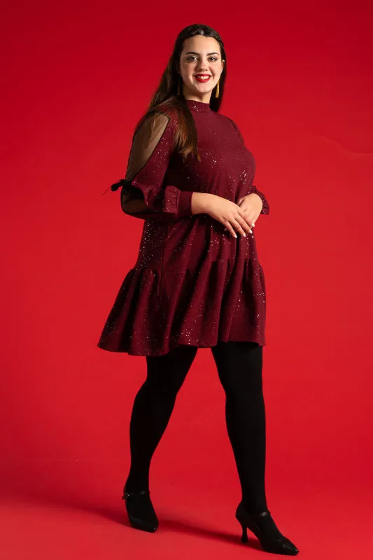 Dress Ruffle Sleeves Bow Knot