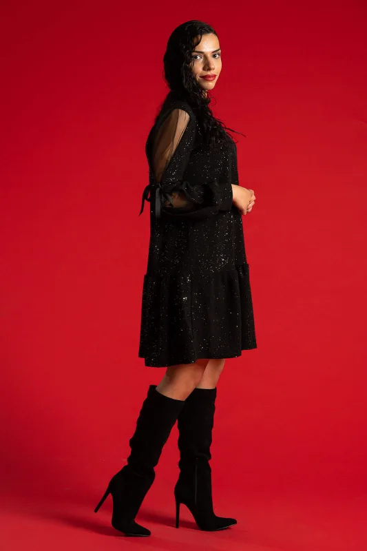 Dress Ruffle Sleeves Bow Knot