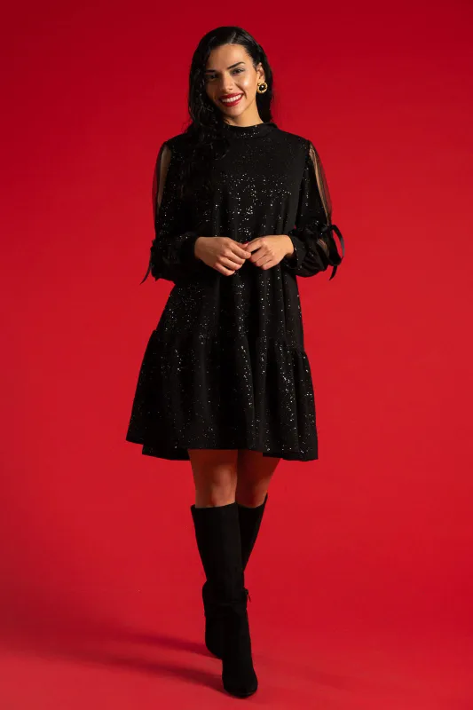 Dress Ruffle Sleeves Bow Knot