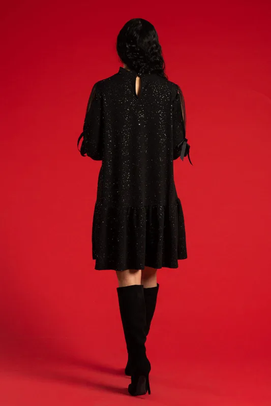 Dress Ruffle Sleeves Bow Knot