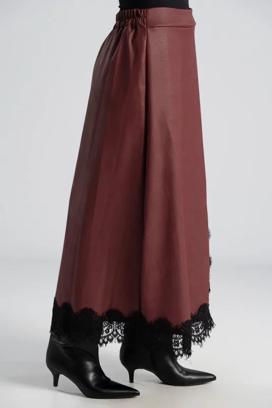 Leatherette Skirt Lace 