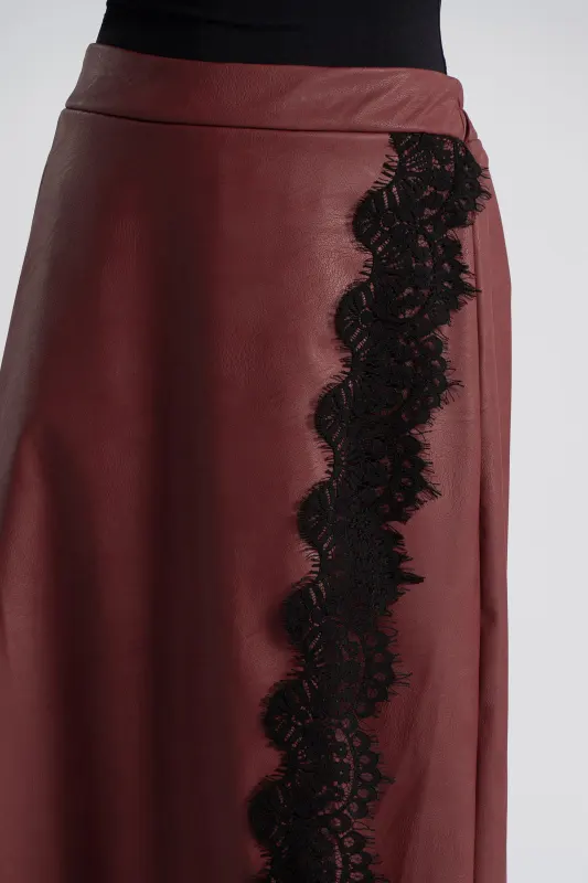 Leatherette Skirt Lace 